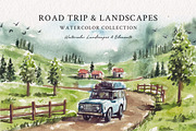 Watercolor Road Trip & Landscapes, an Illustration by Yorda Studio (Thumbnail 1 of 11)