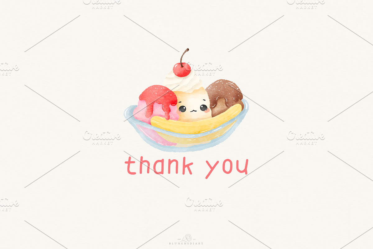 Summer Treats Kawaii Clipart, a Food Illustration by Blumensdiary (Photo 7 of 7)