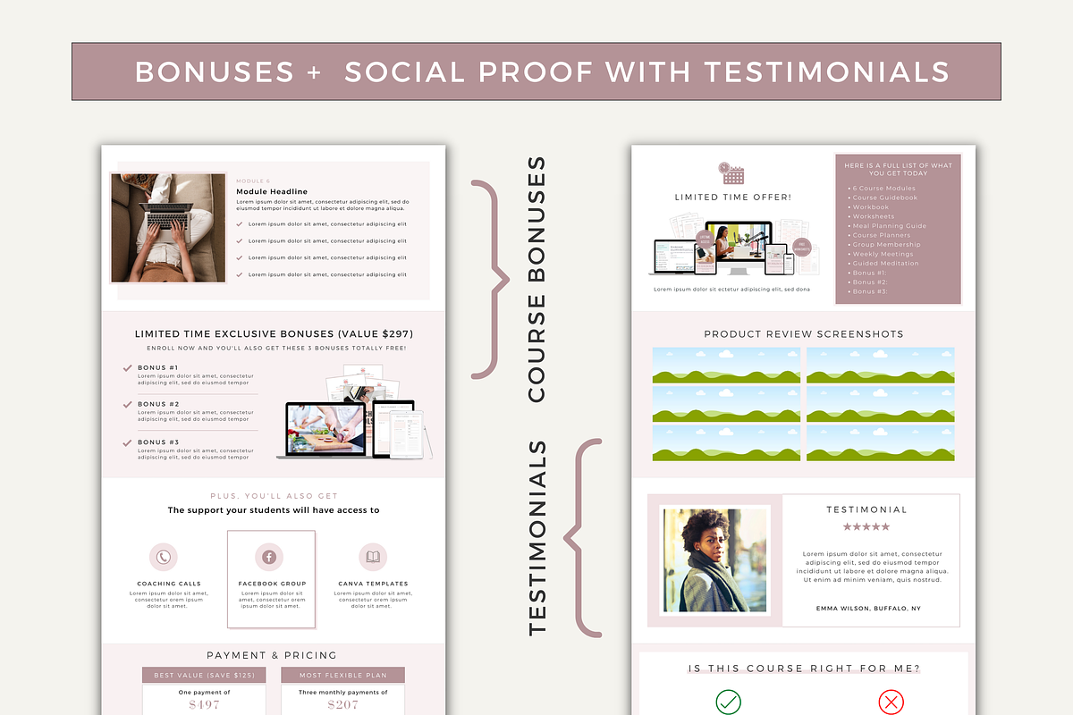 Course Sales Page Template Canva, a Landing Page Template by Designs by ...