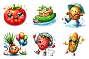 Funny Fruits & Vegetables Clipart, an Illustration by SinaCreation (Thumbnail 2 of 5)