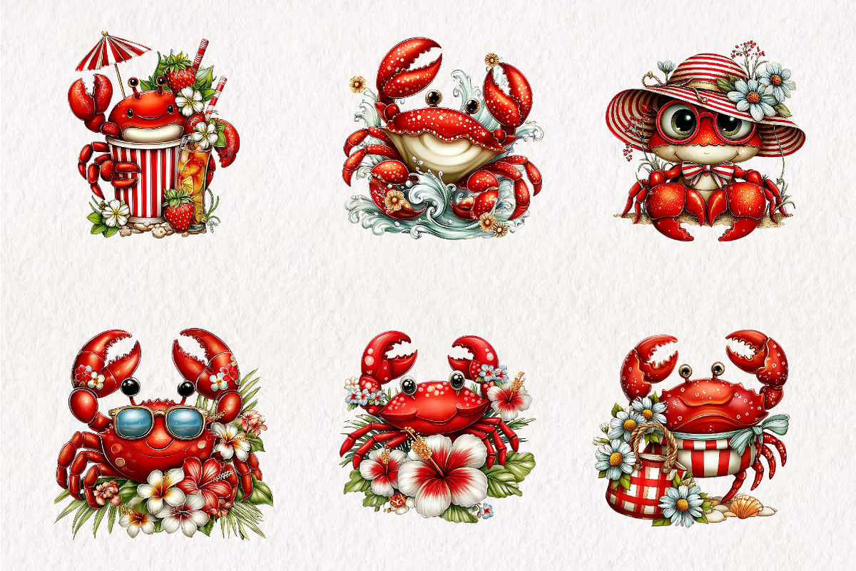 Whimsical Summer Crub Clipart, an Illustration by CreationArt (Photo 5 of 7)