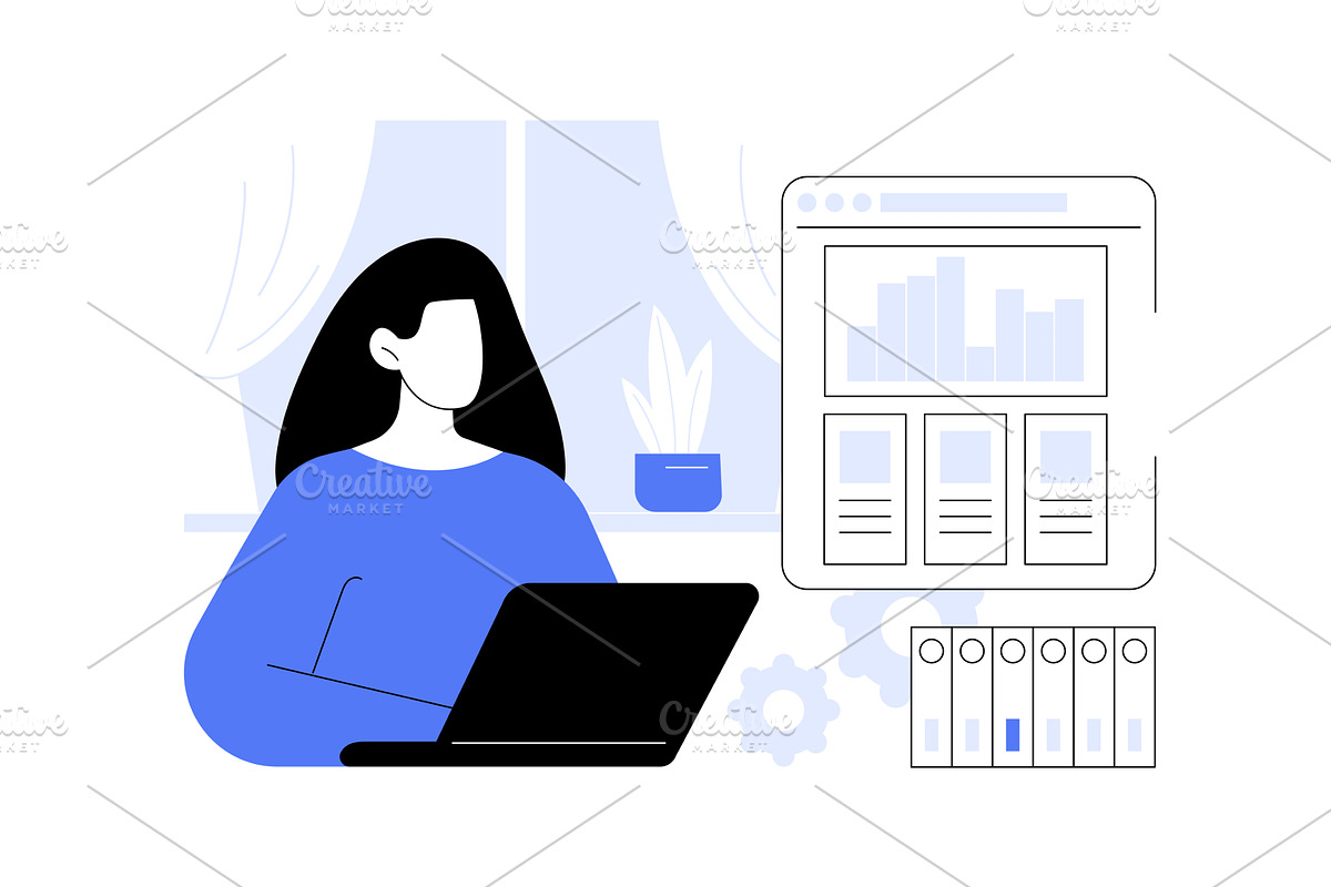Analyzing data abstract concept, a Technology Illustration by Visual Generation