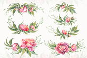 PEONY watercolor clip art & patterns, an Object Graphic by Jeanna Draw (Thumbnail 4 of 15)