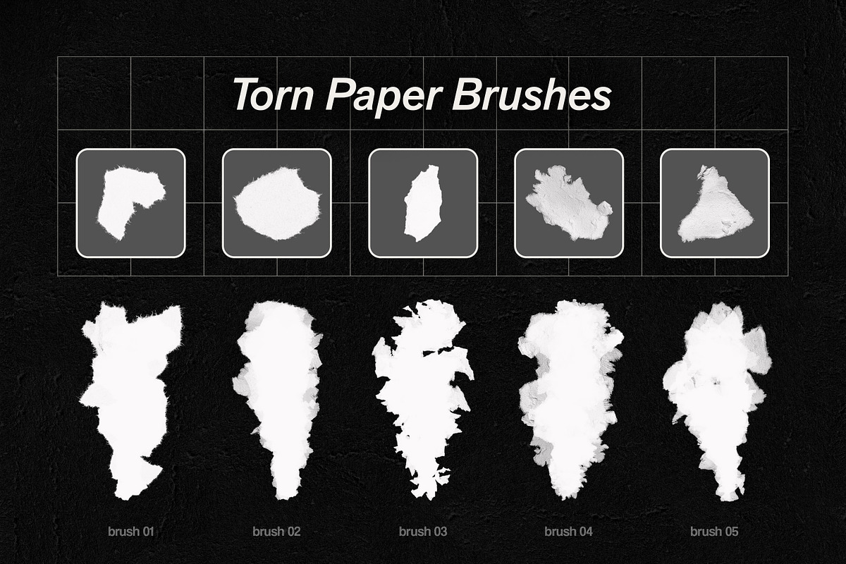 Photoshop Torn Paper Brushes, a Brush Add-On by brushapes.com (Photo 2 of 12)