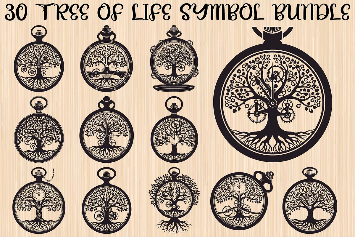 Steampunk Tree of Life Symbol Bundle, an Illustration by yasushie (Photo 1 of 31)