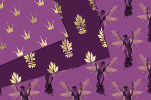 Purple And Gold Fairy Digital Paper