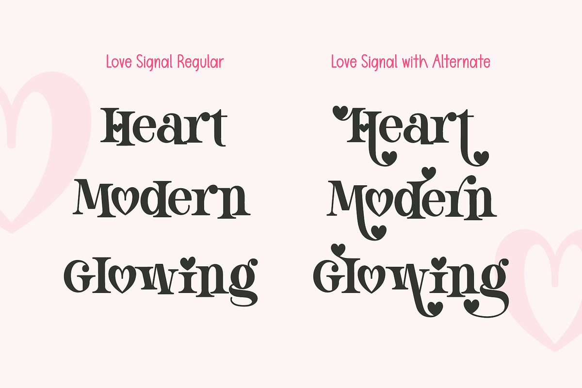 Love Signal - Serif Font with Heart, a Serif Font by Airotype (Photo 2 of 13)