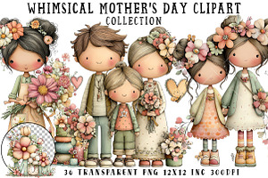 Whimsical Mother's Day Clipart, an Illustration by OK Design