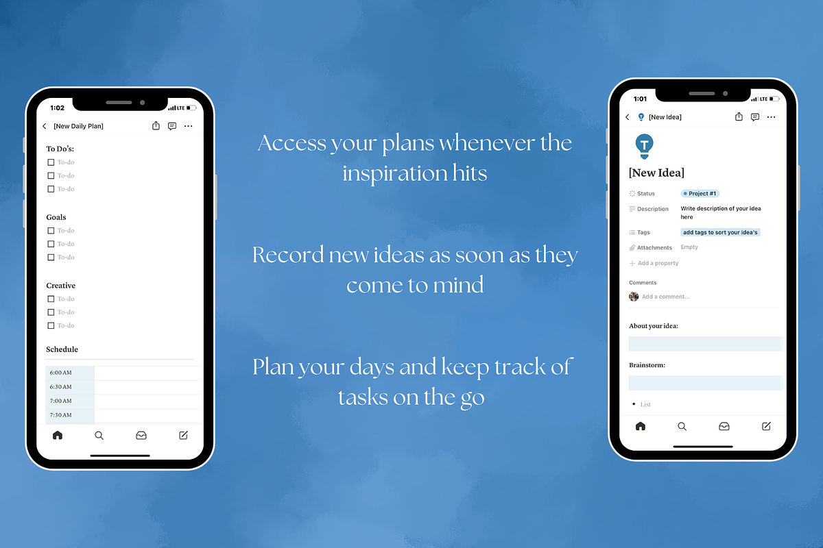 Notion Template for Creatives - Blue, a Templates & Theme by flowē (Photo 4 of 5)