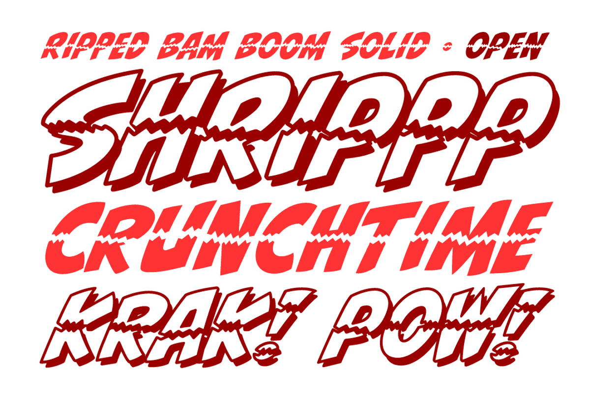 Ripped Bam Boom Comic Book SFX Font preview 2
