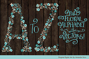 Vintage Blue Floral Alphabet, an Illustration by Amanda Ilkov (Thumbnail 2 of 5)