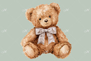 A Cute Teddy Bear with a Bow, an Object Illustration by Maddy's Art & Mockups (Thumbnail 3 of 3)