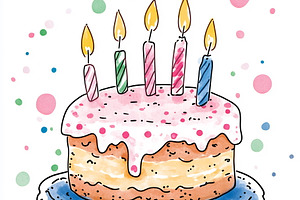 Colorful birthday cake with candles, a Photo by Beautiful things