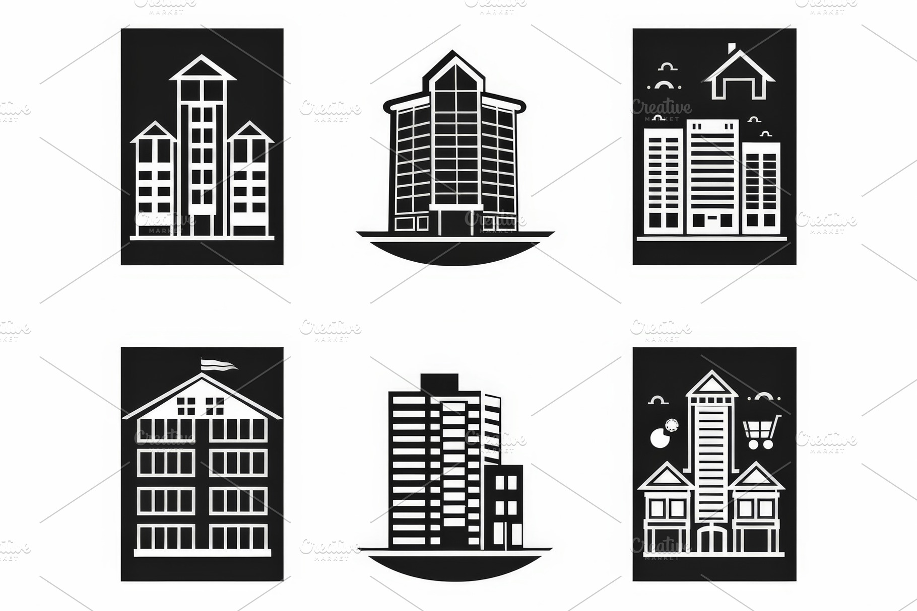 Set of Logos with architecture build, a Background Photo by Pixeness Studio