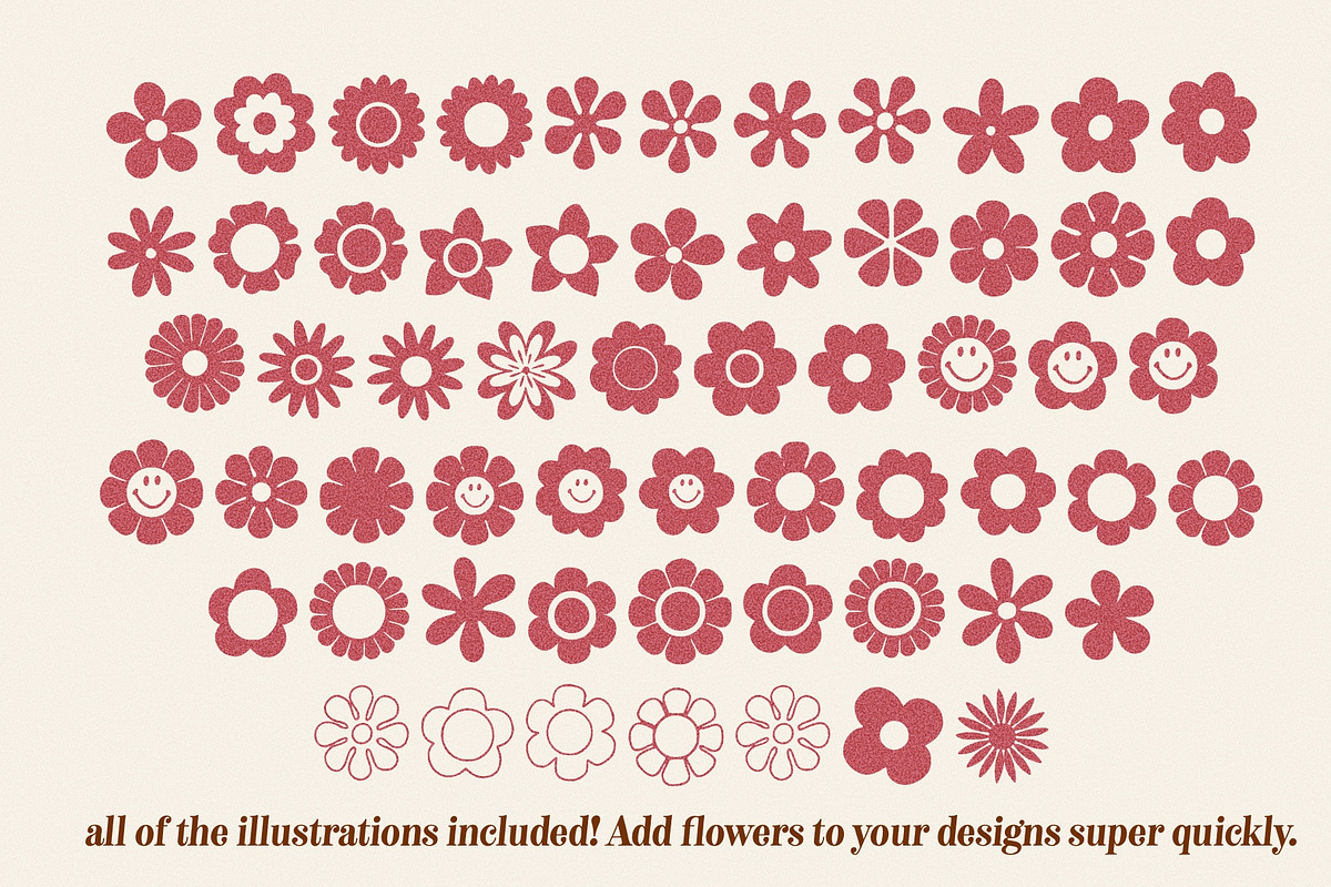 Retro Flowers Procreate Stamp Brush, a Brush Add-On by Dear Darling Design (Photo 4 of 7)