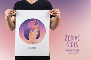 12 Zodiac Girls. Vector Set.