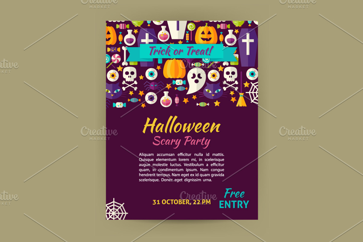 Scary Halloween  Vector Flat Banners, a Flyer Template by Anna_leni (Photo 4 of 6)