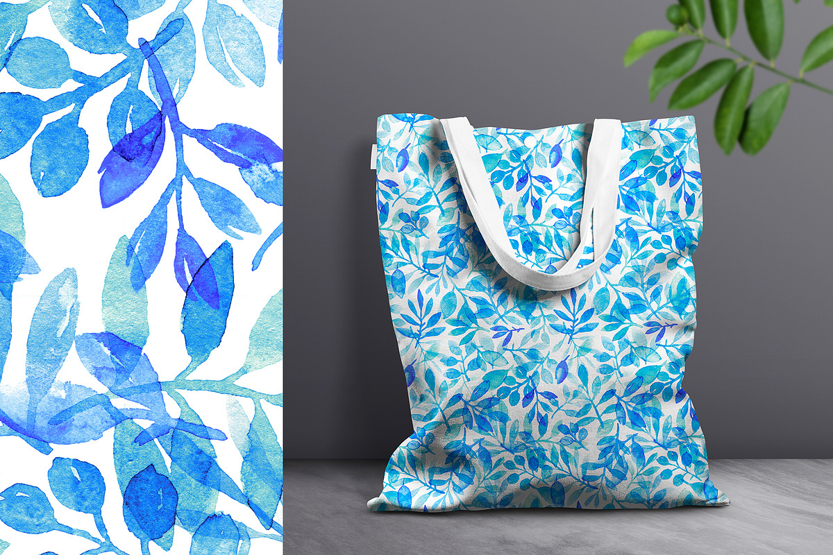 Watercolor leaves' seamless patterns, a Texture Illustration by alenaganzhela (Photo 5 of 6)