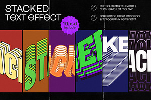 Stacked Text Effect - 10 in 1