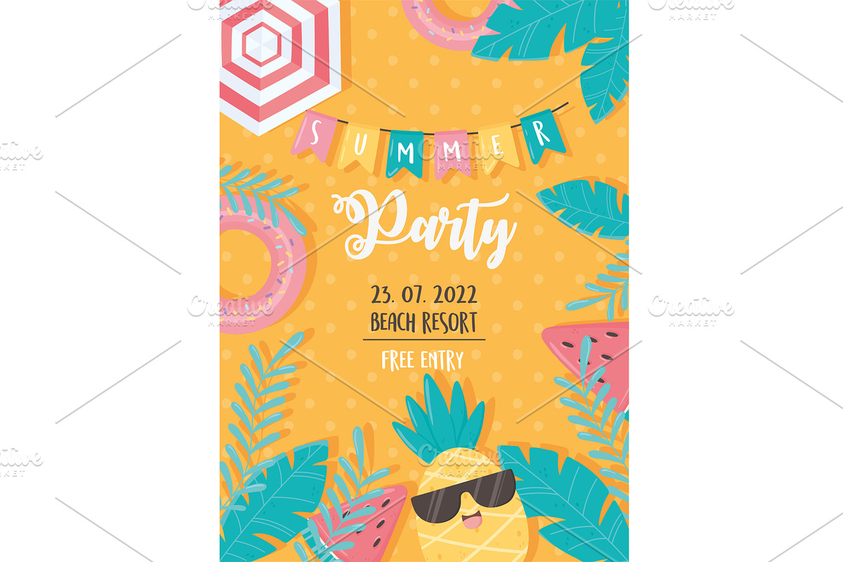 summer party card, an Illustration by studiogstock