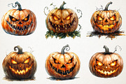 Creepy Pumpkin Character Watercolor, an Illustration by RobertsArt (Thumbnail 5 of 7)