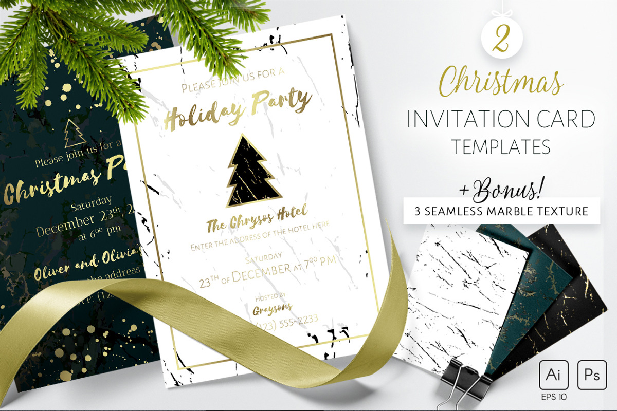 2 Christmas invitations and marble, an Invitation Template by ARg Design (Photo 1 of 5)