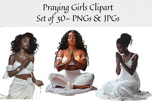 Praying Believers Black Girl Clipart