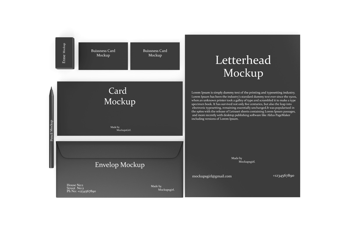 Stationary Set Mockup, a Packaging Mockup by Mockups Girl (Photo 1 of 2)