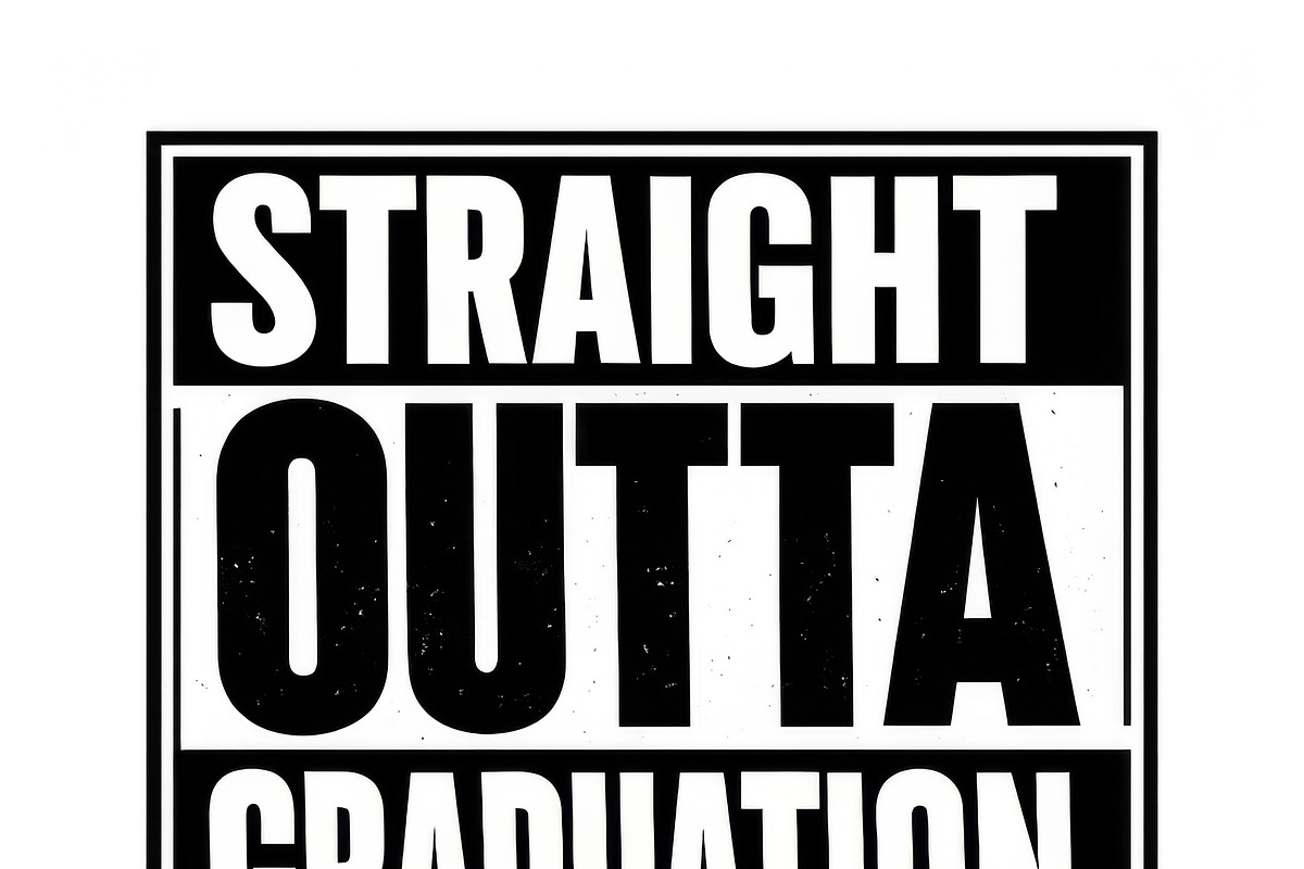 Straight outta graduation text with, an Illustration by Dvoevnore photos
