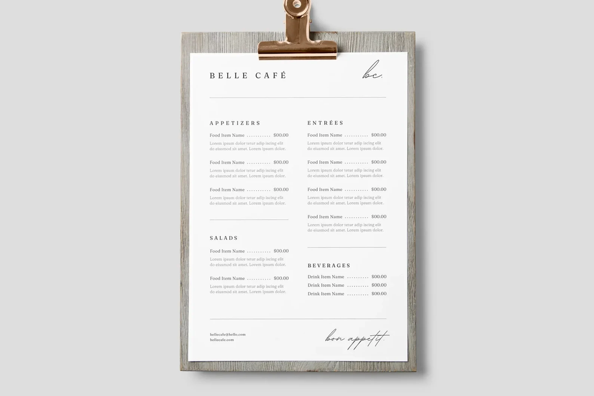 1 Page Simple Menu Template Canva, a Marketing Template by frommakertomaker (Photo 3 of 7)