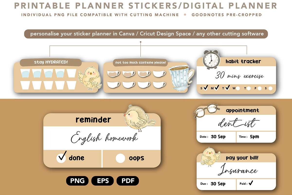 back to school PNG planner stickers, a Design Template by hanacrochetdesign (Photo 4 of 11)