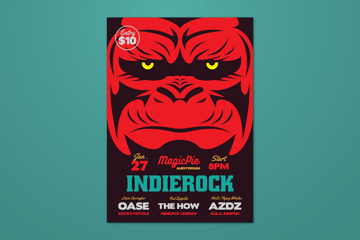 Gorilla Indie Rock Flyer, a Flyer Template by ashenterprise (Photo 1 of 3)