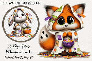 Whimsical Animal Ghosts Clipart
