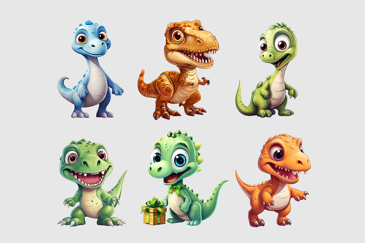 Baby Dino Party Watercolor Clipart, an Animal Illustration by Primrose Blume (Photo 3 of 8)