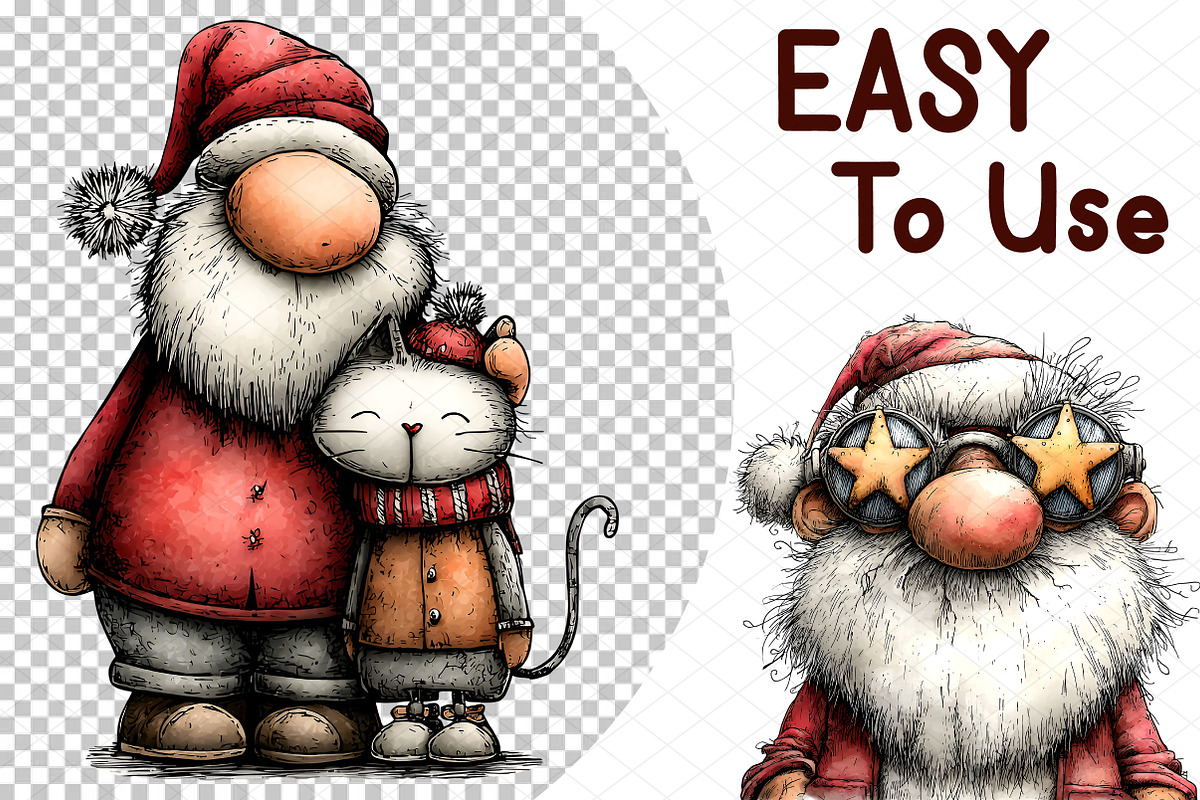 Quirky Whimsical Santas Clipart, an Illustration by cherrydesign (Photo 4 of 4)