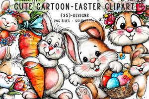 Cute Cartoon-Easter Clip-art Png, an Illustration by CreationArt