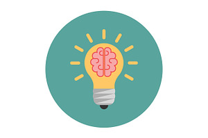 Light bulb with a brain inside, a Technology Illustration by Saggitarius
