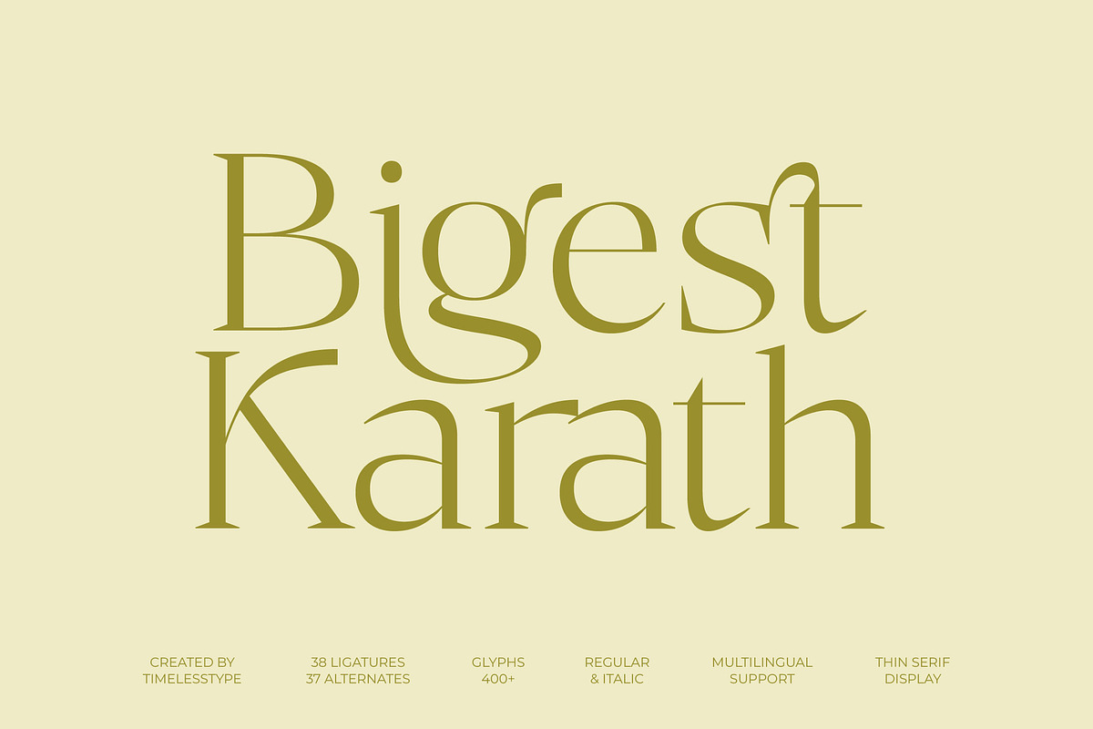 Bigest Karath Thin Serif Display, a Serif Font by timelesstype.co (Photo 1 of 20)