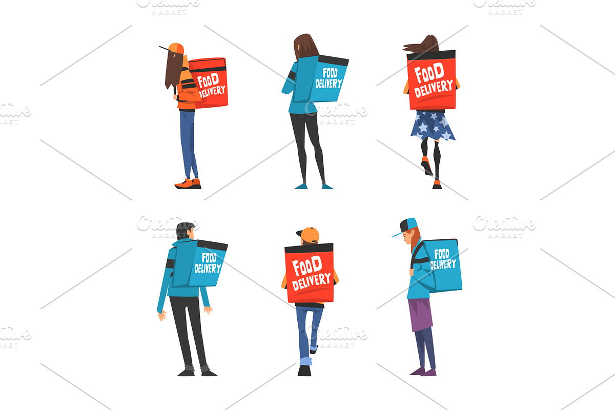 Delivery Service of Takeaway Food, a Person Illustration by TopVectors
