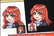 Red Long Hair Chibi Twitch Emotes, an Illustration by Custom Fonts & Patterns (Thumbnail 8 of 9)