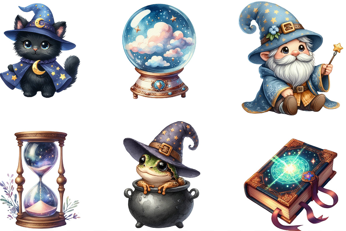 Cute Wizard School Clipart, an Illustration by Designking (Photo 2 of 4)