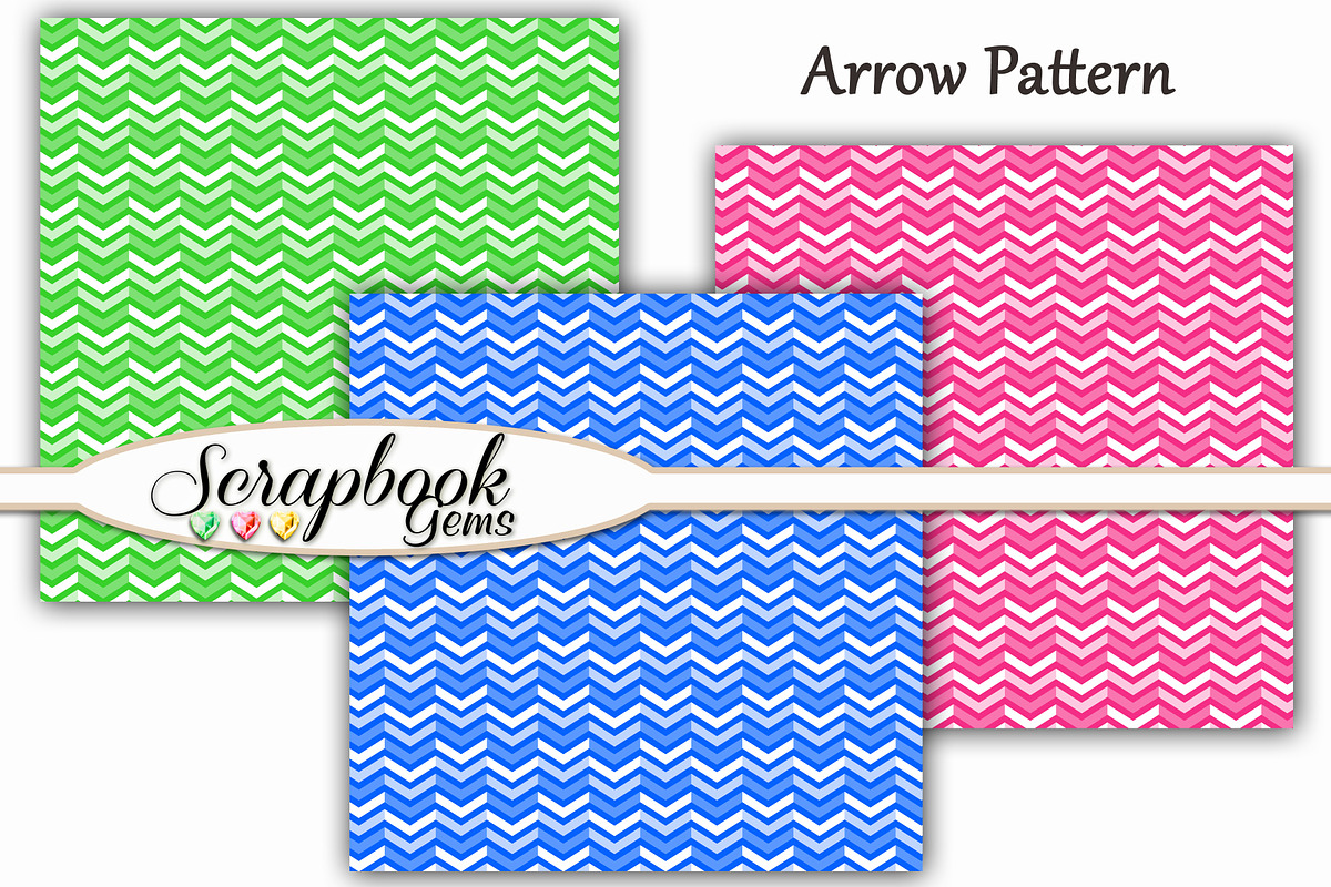 100 Color Arrow Pattern Papers, a Pattern Graphic by Scrapbook Gems