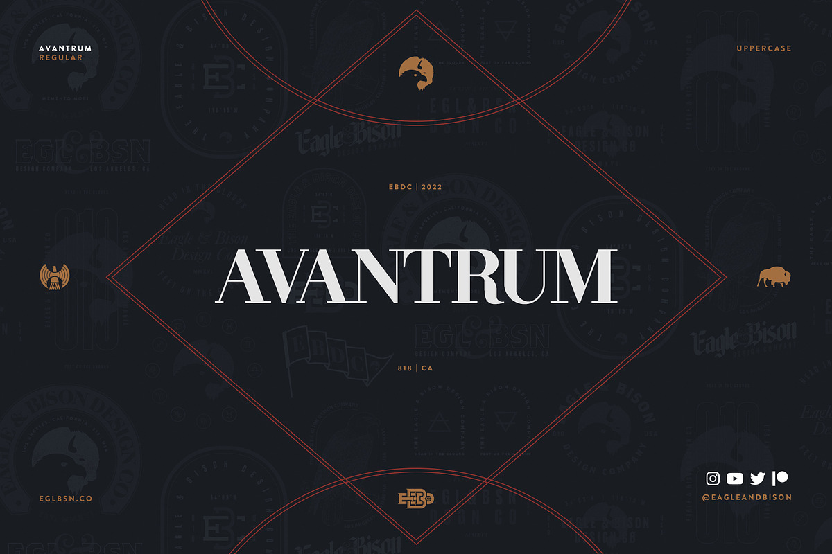 Avantrum, a Serif Font by Eagle & Bison Design Co. (Photo 1 of 2)