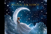 Digital Backdrop,Night moon Backdrop, a Background Graphic by MajorArtTm (Thumbnail 1 of 4)
