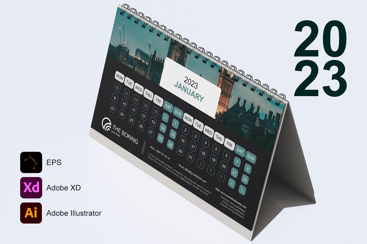 Calendar 2023 Template 20 - Monday, a Templates & Theme by Florin Chitic (Photo 1 of 2)