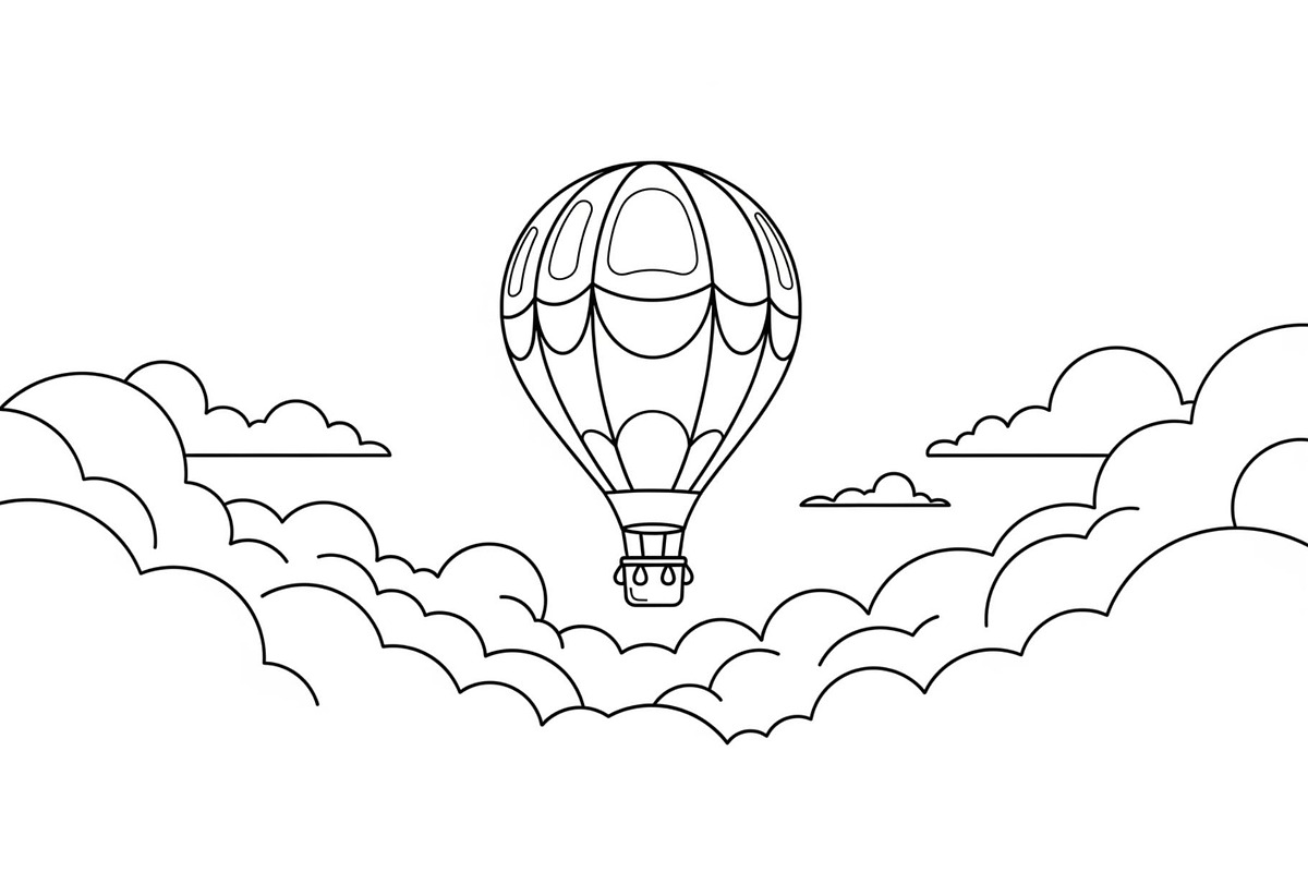Hot Air Balloon Cloud Line Art bundl, an Illustration by Designer_Momina (Photo 45 of 51)