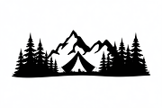 silhouette camping tent mountain, an Illustration by Amazin_art (Thumbnail 6 of 17)