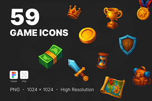 2D Illustration Game Icon Set, a Solid Icon by CodeOrbit-Designs