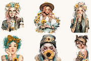 Tattoos Girls Clipart Bundle, a Person Illustration by BusyDaydesign (Thumbnail 5 of 9)