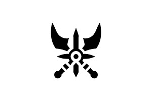 Crossed weapons heraldry emblem, a Branding & Logo Template by Vectorium Studio